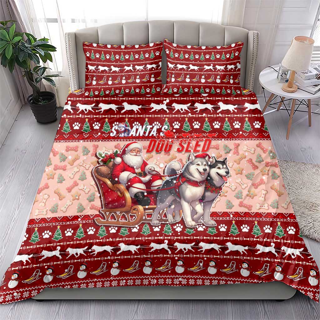 Dog Sled Christmas Bedding Set Husky Sleigh Ride Design - Polynesian Pride