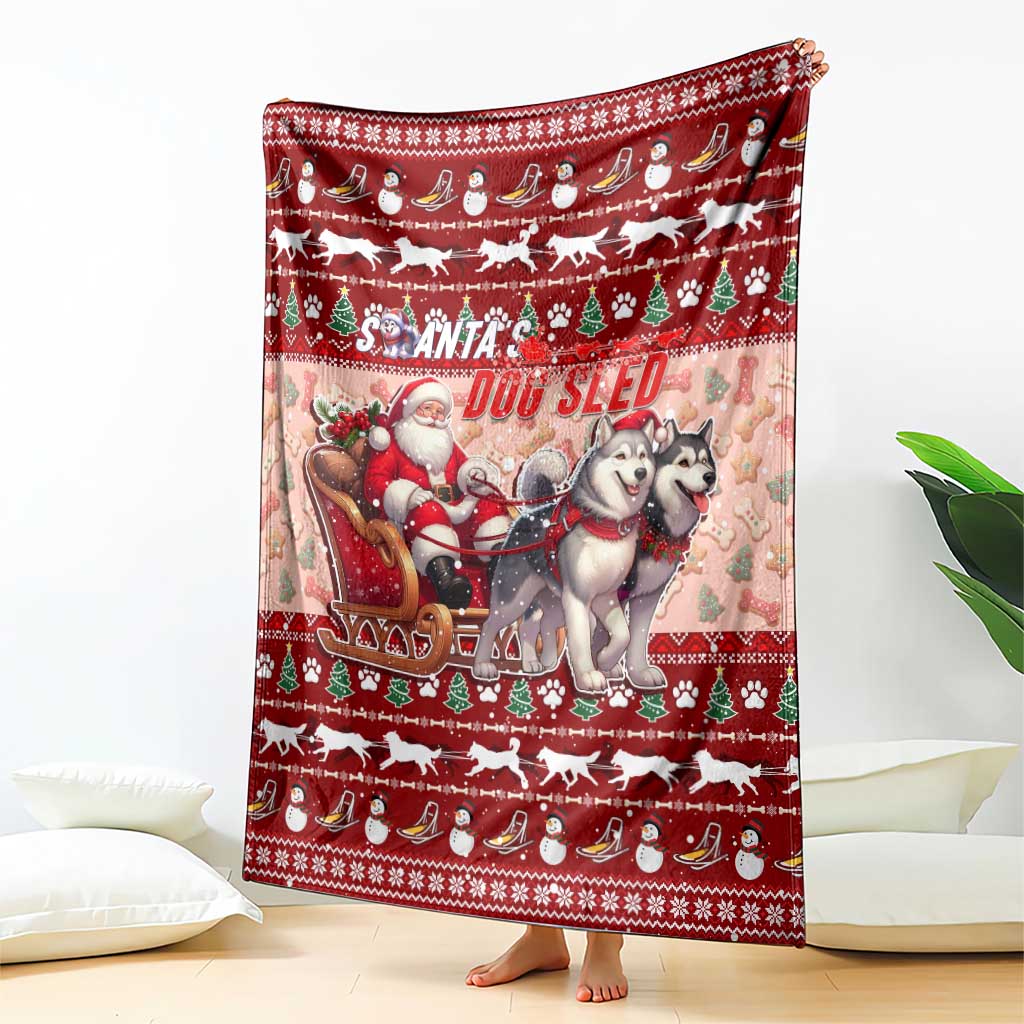 Dog Sled Christmas Blanket Husky Sleigh Ride Design - Polynesian Pride