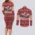 Dog Sled Christmas Couples Matching Long Sleeve Bodycon Dress and Long Sleeve Button Shirt Husky Sleigh Ride Design - Polynesian Pride