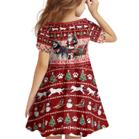 Dog Sled Christmas Family Matching Short Sleeve Bodycon Dress and Hawaiian Shirt Husky Sleigh Ride Design - Polynesian Pride