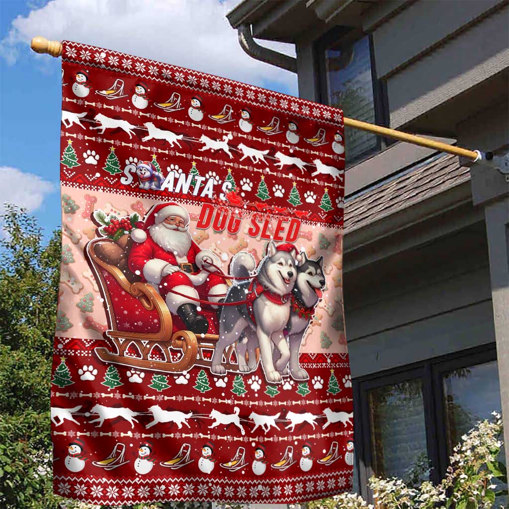 Dog Sled Christmas Garden Flag Husky Sleigh Ride Design - Polynesian Pride