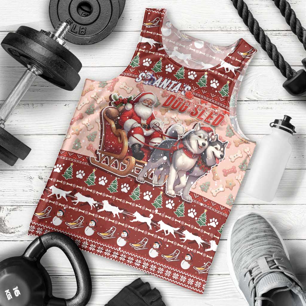 Dog Sled Christmas Men Tank Top Husky Sleigh Ride Design - Polynesian Pride