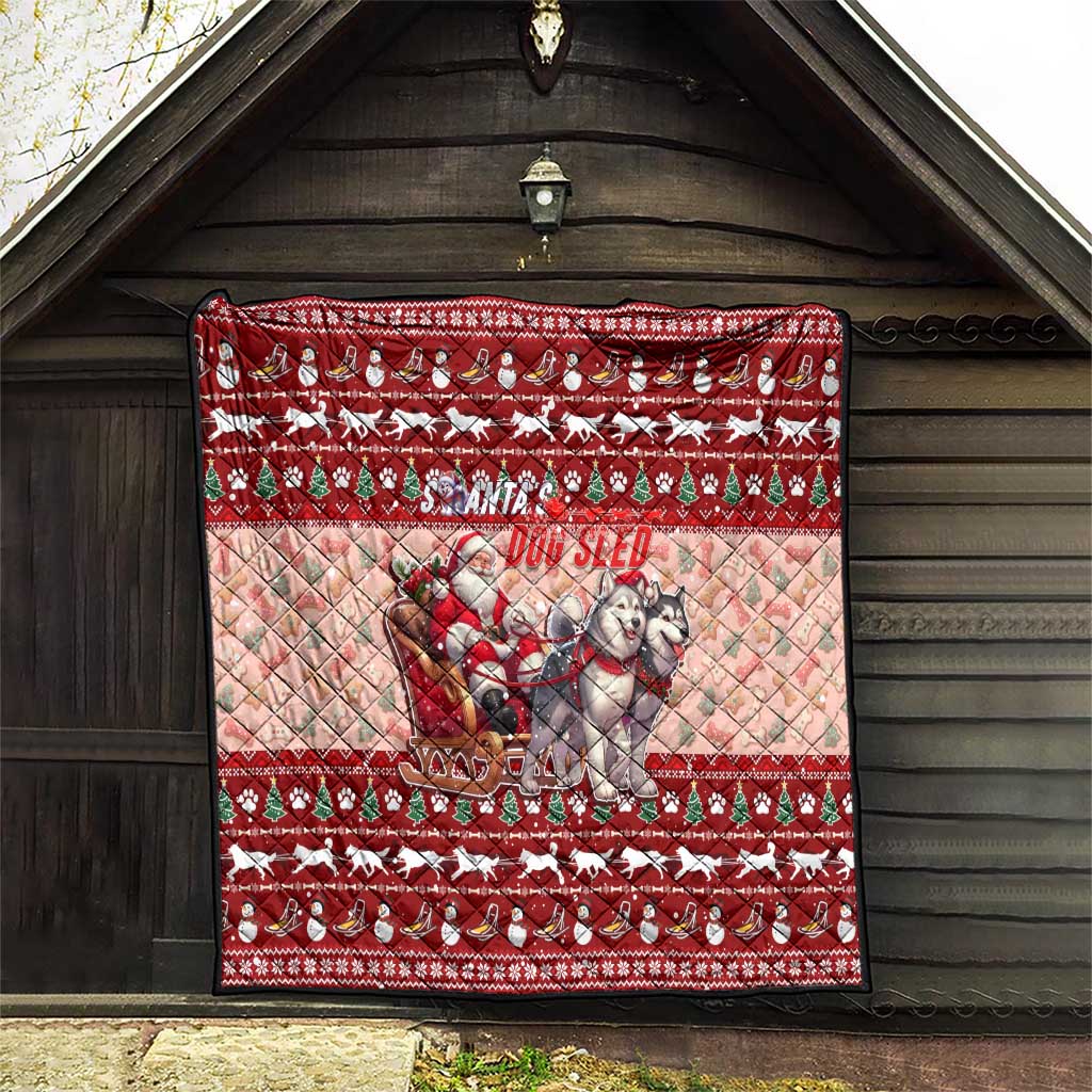 Dog Sled Christmas Quilt Husky Sleigh Ride Design - Polynesian Pride
