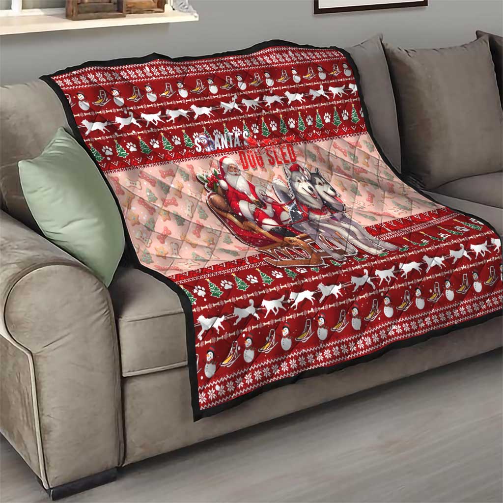 Dog Sled Christmas Quilt Husky Sleigh Ride Design - Polynesian Pride