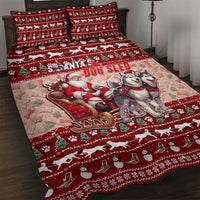Dog Sled Christmas Quilt Bed Set Husky Sleigh Ride Design - Polynesian Pride