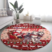 Dog Sled Christmas Round Carpet Husky Sleigh Ride Design - Polynesian Pride