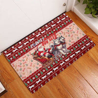 Dog Sled Christmas Rubber Doormat Husky Sleigh Ride Design - Polynesian Pride