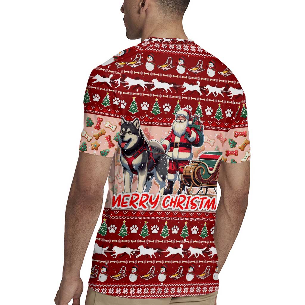 Dog Sled Christmas Rugby Jersey Husky Sleigh Ride Design - Polynesian Pride