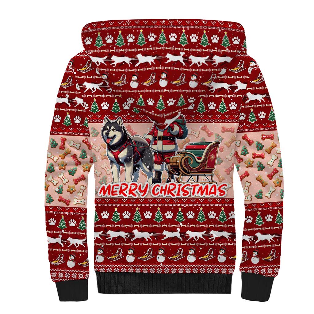 Dog Sled Christmas Sherpa Hoodie Husky Sleigh Ride Design - Polynesian Pride