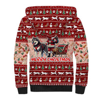 Dog Sled Christmas Sherpa Hoodie Husky Sleigh Ride Design - Polynesian Pride