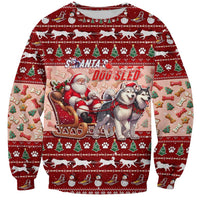 Dog Sled Christmas Sweatshirt Husky Sleigh Ride Design - Polynesian Pride