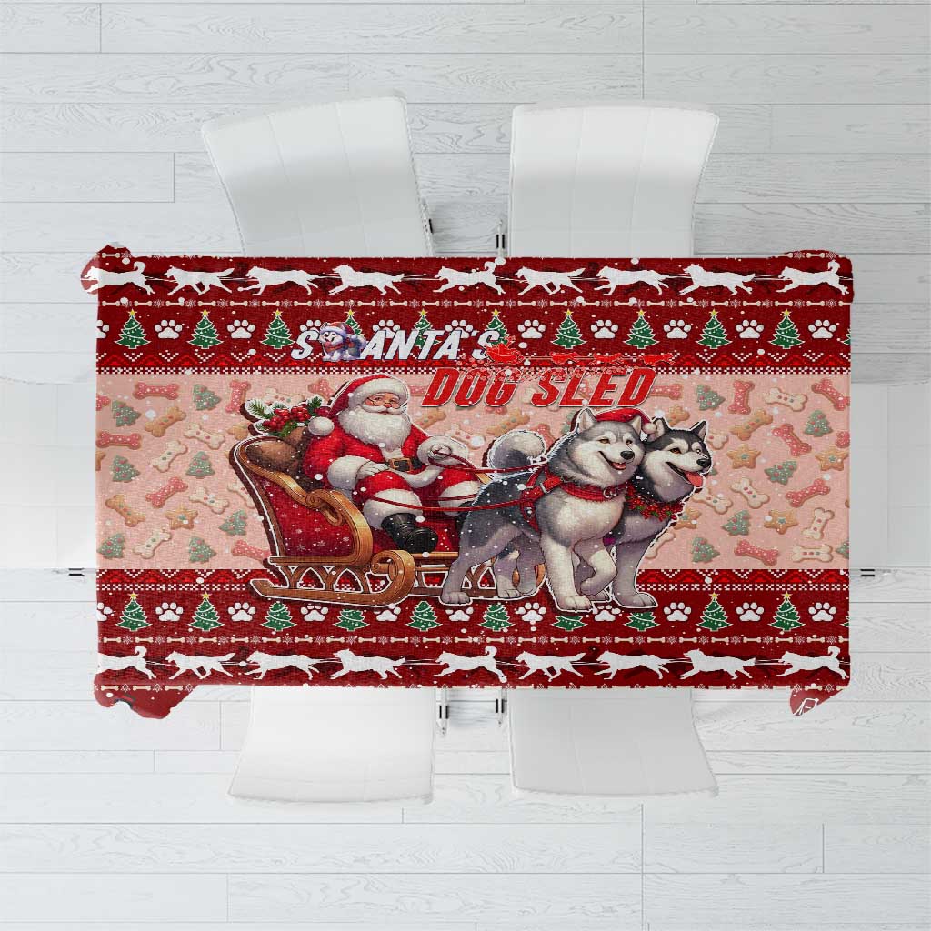 Dog Sled Christmas Tablecloth Husky Sleigh Ride Design - Polynesian Pride