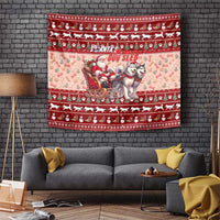 Dog Sled Christmas Tapestry Husky Sleigh Ride Design - Polynesian Pride