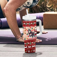 Dog Sled Christmas Tumbler With Handle Husky Sleigh Ride Design - Polynesian Pride