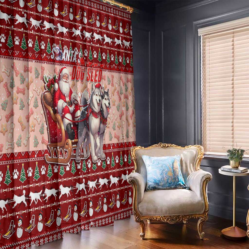 Dog Sled Christmas Window Curtain Husky Sleigh Ride Design - Polynesian Pride