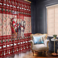 Dog Sled Christmas Window Curtain Husky Sleigh Ride Design - Polynesian Pride