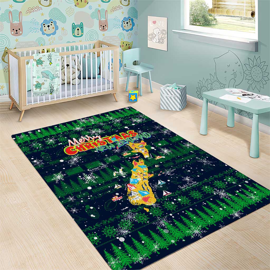 Merry Christmas New Zealand Area Rug Xmas Travel Map - Polynesian Pride