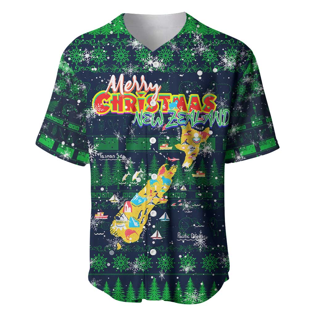 Merry Christmas New Zealand Baseball Jersey Xmas Travel Map - Polynesian Pride