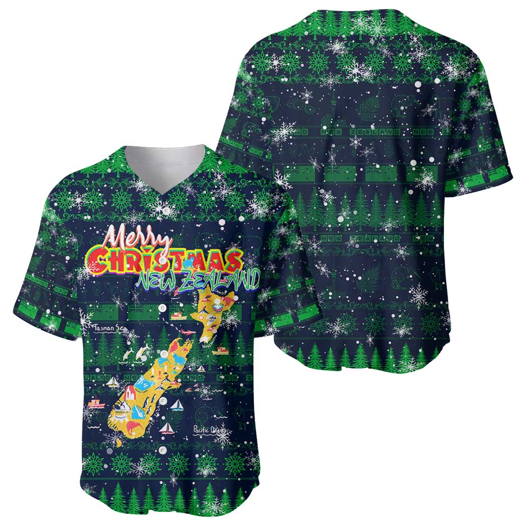 Merry Christmas New Zealand Baseball Jersey Xmas Travel Map - Polynesian Pride