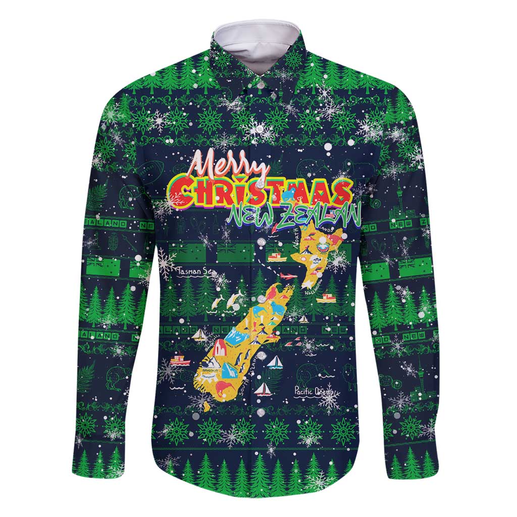 Merry Christmas New Zealand Family Matching Mermaid Dress and Hawaiian Shirt Xmas Travel Map - Polynesian Pride