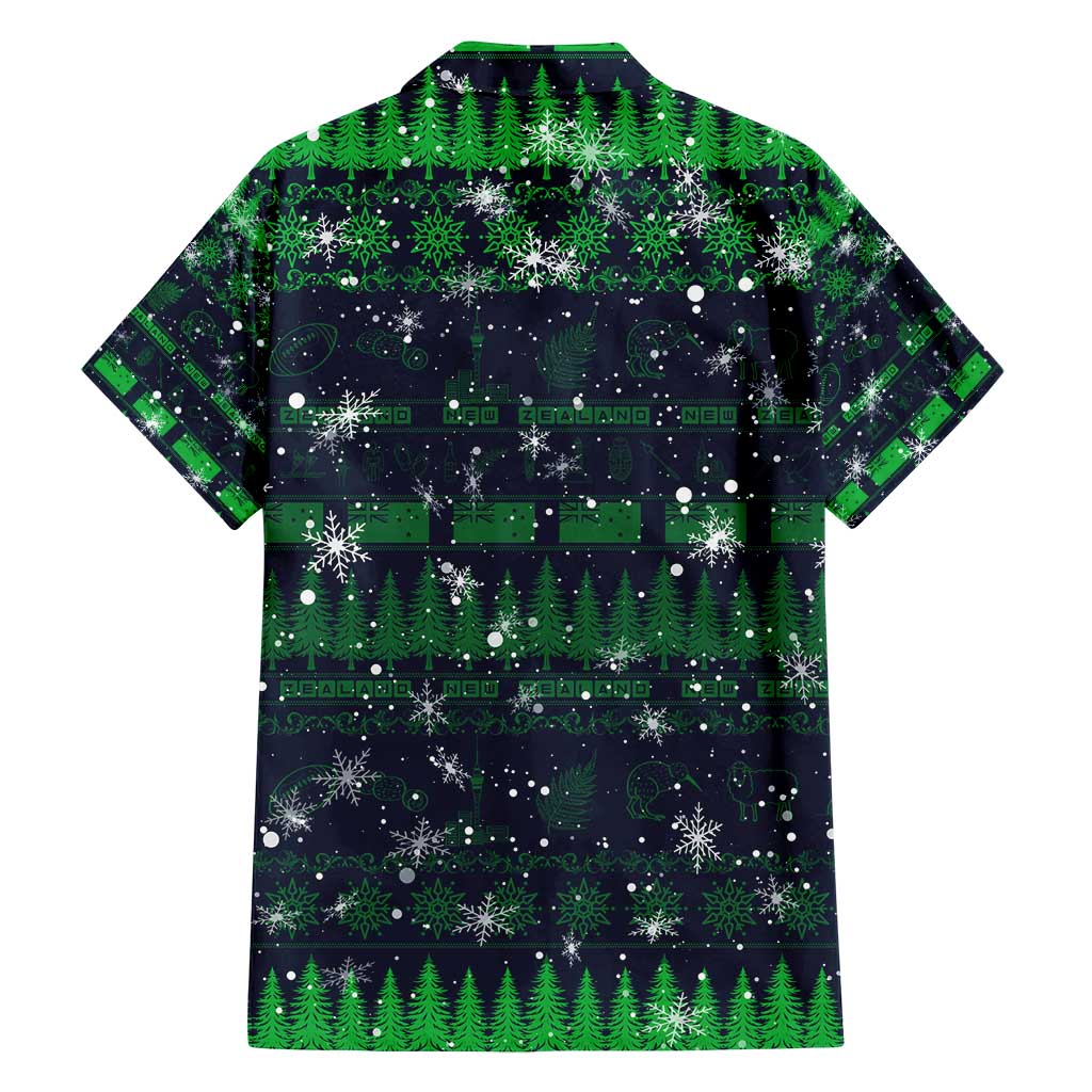 Merry Christmas New Zealand Family Matching Off Shoulder Short Dress and Hawaiian Shirt Xmas Travel Map - Polynesian Pride