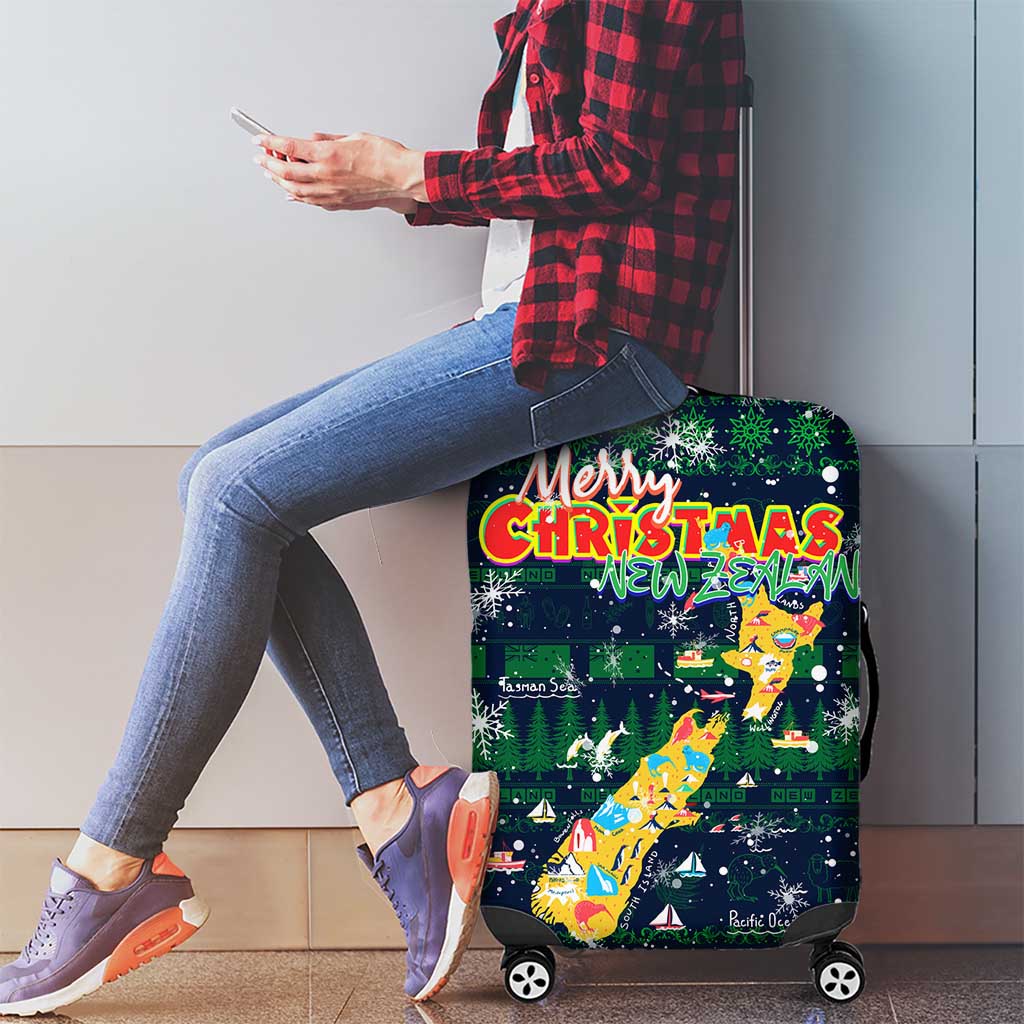 Merry Christmas New Zealand Luggage Cover Xmas Travel Map DT02 - Polynesian Pride