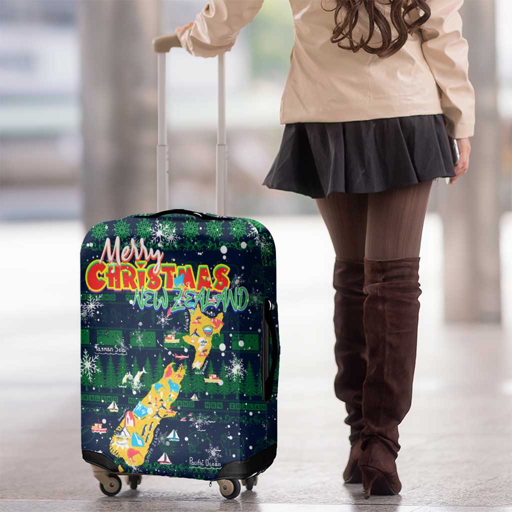 Merry Christmas New Zealand Luggage Cover Xmas Travel Map DT02 - Polynesian Pride