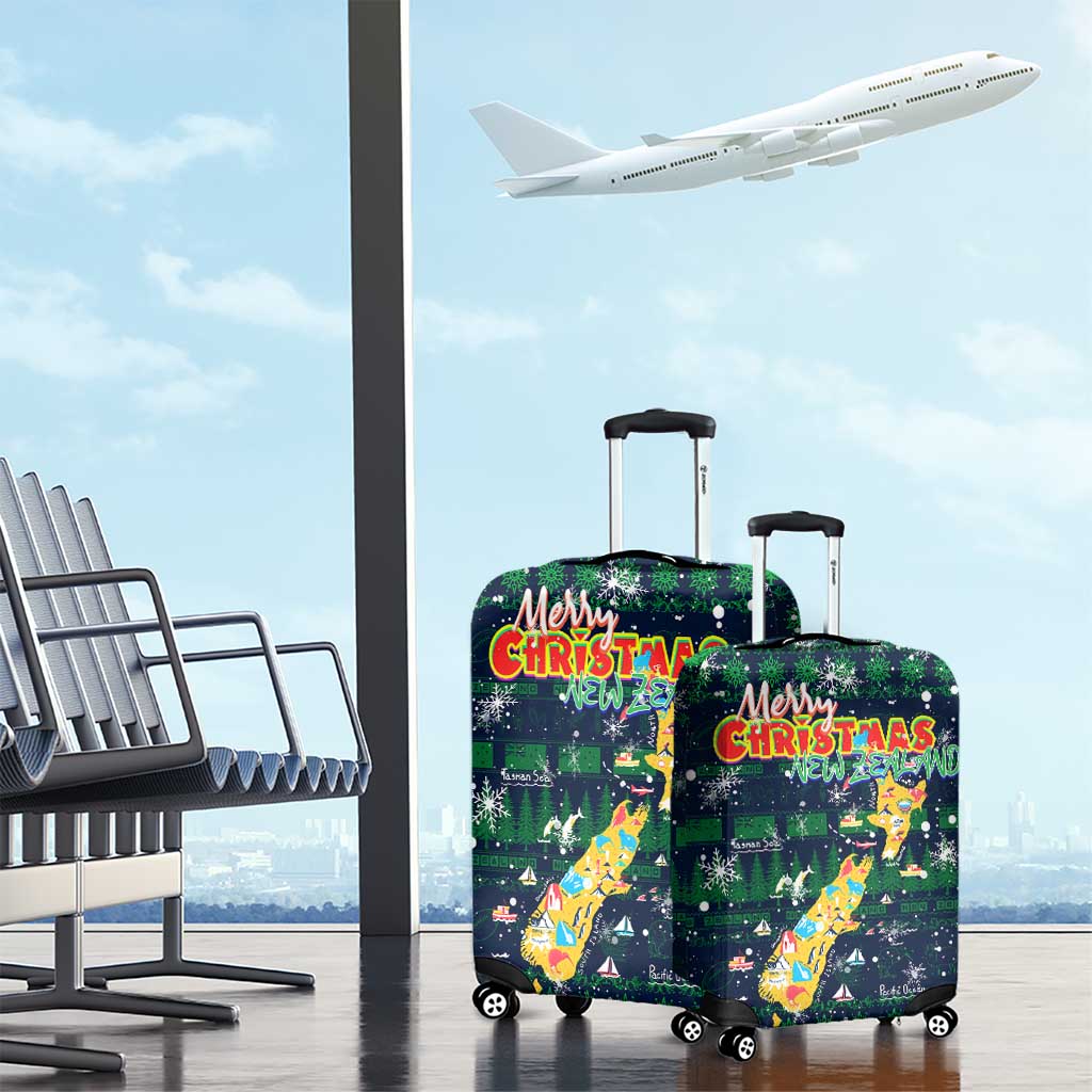 Merry Christmas New Zealand Luggage Cover Xmas Travel Map DT02 - Polynesian Pride