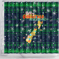 Merry Christmas New Zealand Shower Curtain Xmas Travel Map - Polynesian Pride