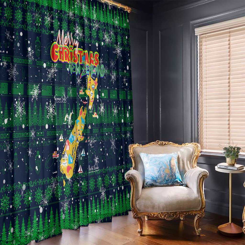 Merry Christmas New Zealand Window Curtain Xmas Travel Map DT02 - Polynesian Pride