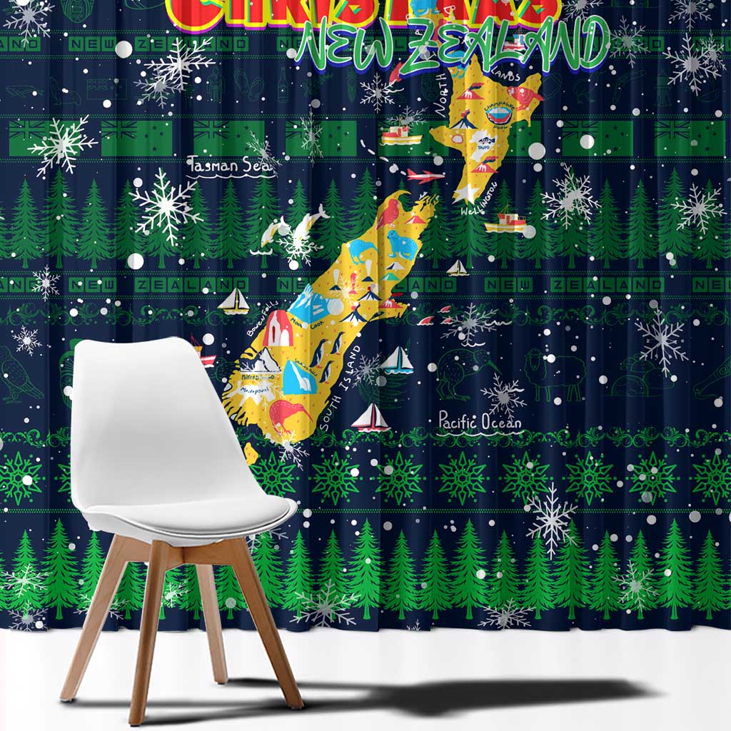 Merry Christmas New Zealand Window Curtain Xmas Travel Map DT02 - Polynesian Pride