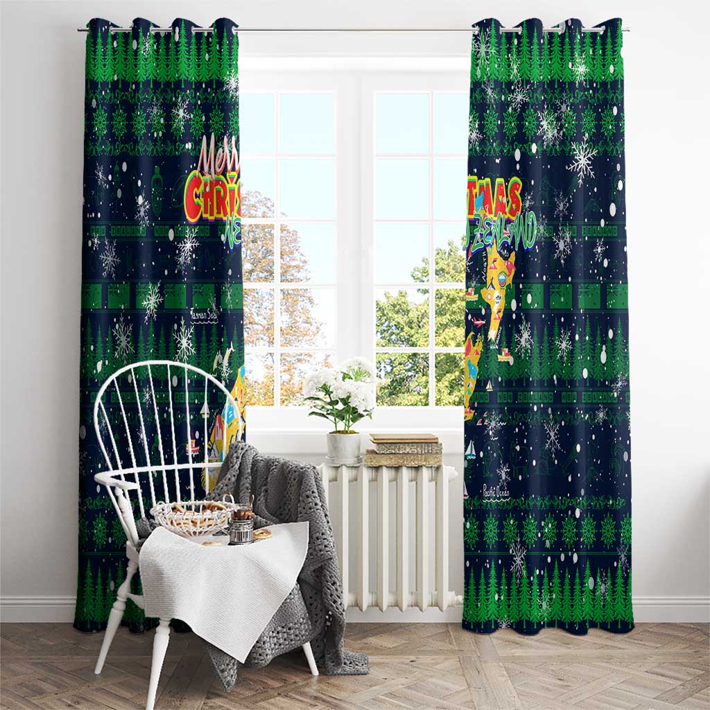Merry Christmas New Zealand Window Curtain Xmas Travel Map DT02 - Polynesian Pride
