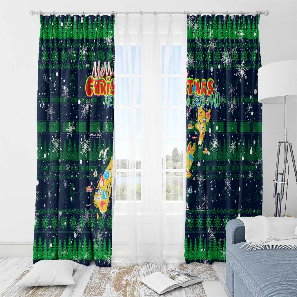 Merry Christmas New Zealand Window Curtain Xmas Travel Map DT02 - Polynesian Pride