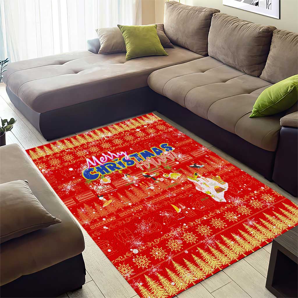 Merry Christmas Hawaii Area Rug Xmas Travel Map - Polynesian Pride