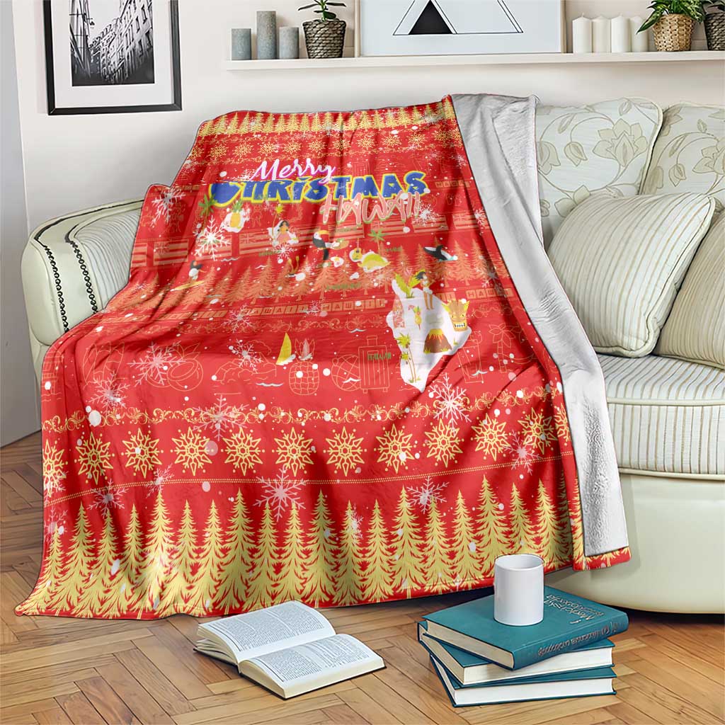 Merry Christmas Hawaii Blanket Xmas Travel Map - Polynesian Pride