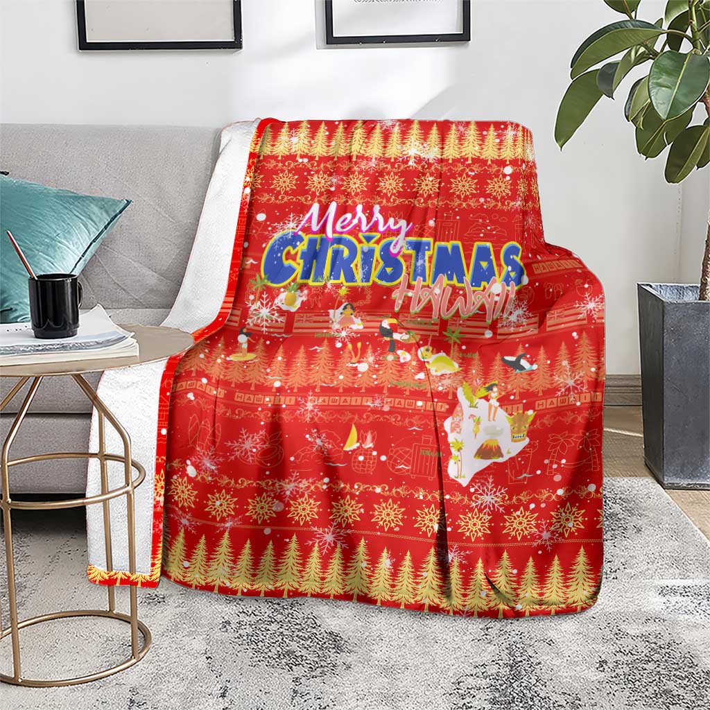 Merry Christmas Hawaii Blanket Xmas Travel Map - Polynesian Pride