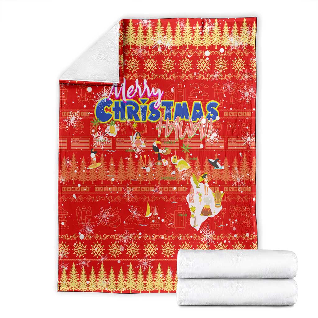 Merry Christmas Hawaii Blanket Xmas Travel Map - Polynesian Pride