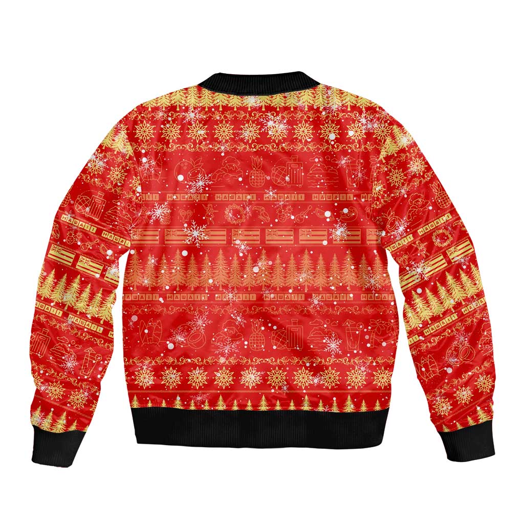 Merry Christmas Hawaii Bomber Jacket Xmas Travel Map DT02 - Polynesian Pride
