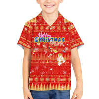 Merry Christmas Hawaii Family Matching Off The Shoulder Long Sleeve Dress and Hawaiian Shirt Xmas Travel Map - Polynesian Pride