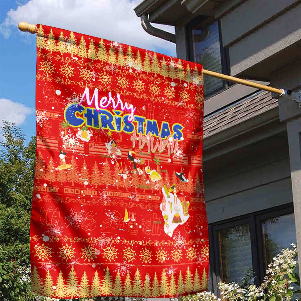 Merry Christmas Hawaii Garden Flag Xmas Travel Map - Polynesian Pride