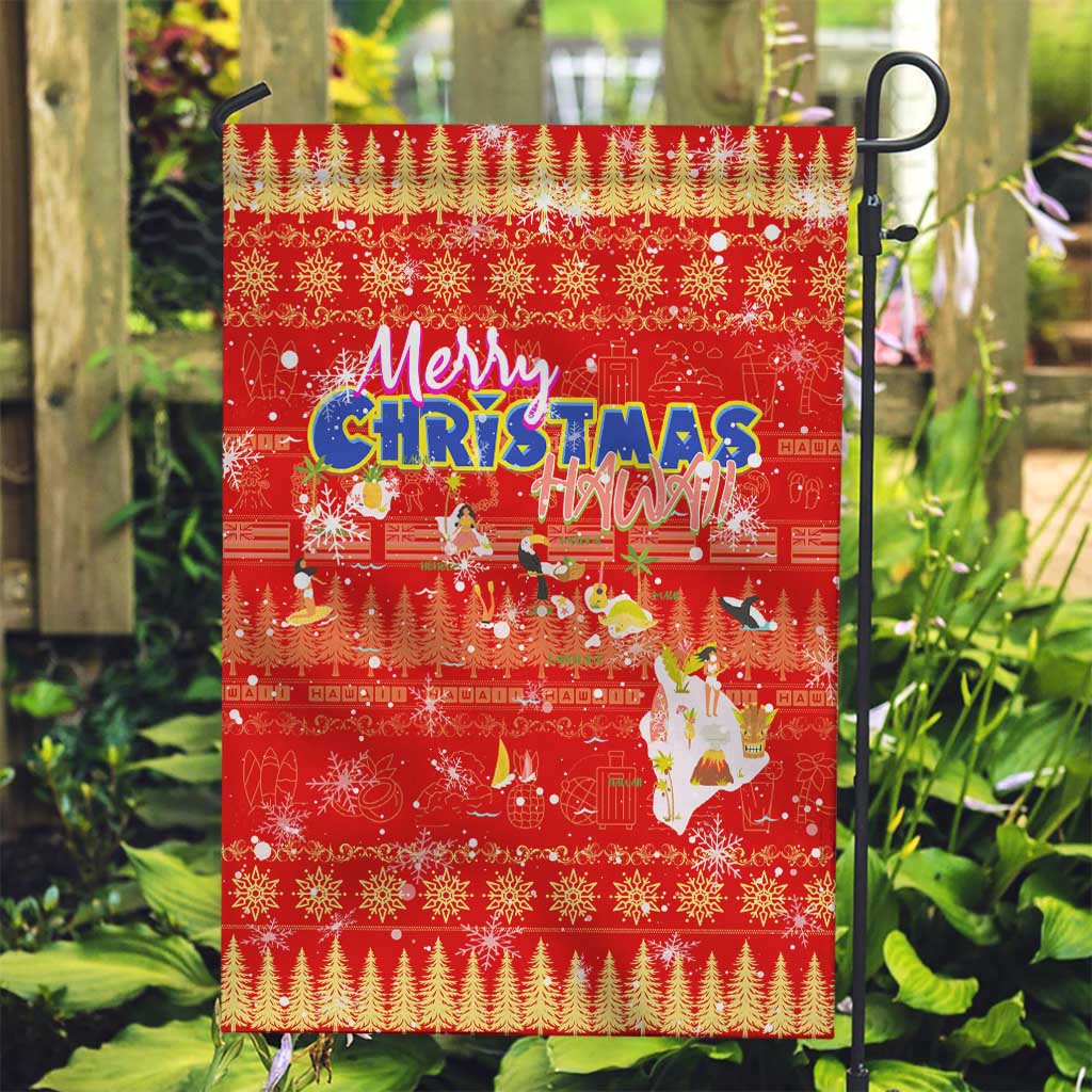 Merry Christmas Hawaii Garden Flag Xmas Travel Map - Polynesian Pride