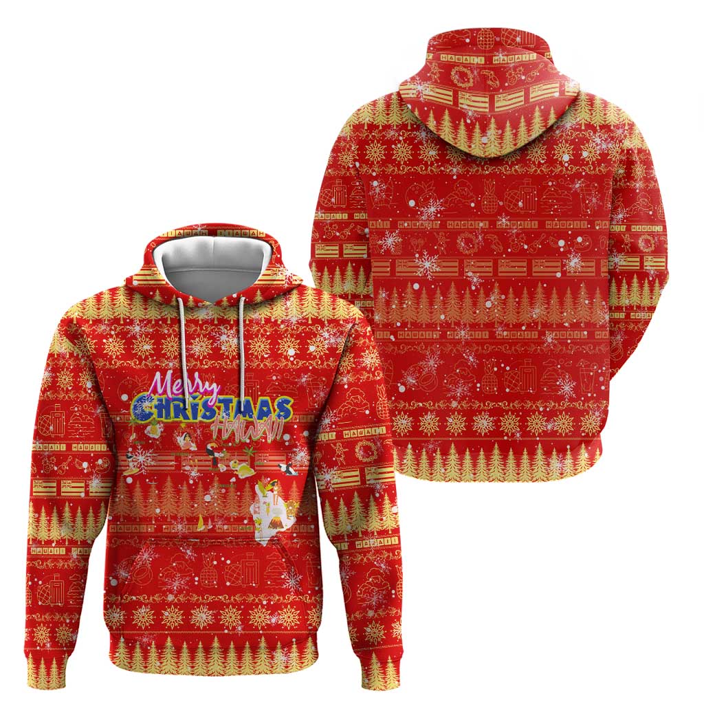 Merry Christmas Hawaii Hoodie Xmas Travel Map - Polynesian Pride