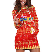 Merry Christmas Hawaii Hoodie Dress Xmas Travel Map - Polynesian Pride