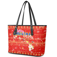 Merry Christmas Hawaii Leather Tote Bag Xmas Travel Map DT02 - Polynesian Pride