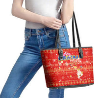 Merry Christmas Hawaii Leather Tote Bag Xmas Travel Map DT02 - Polynesian Pride