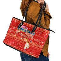 Merry Christmas Hawaii Leather Tote Bag Xmas Travel Map DT02 - Polynesian Pride