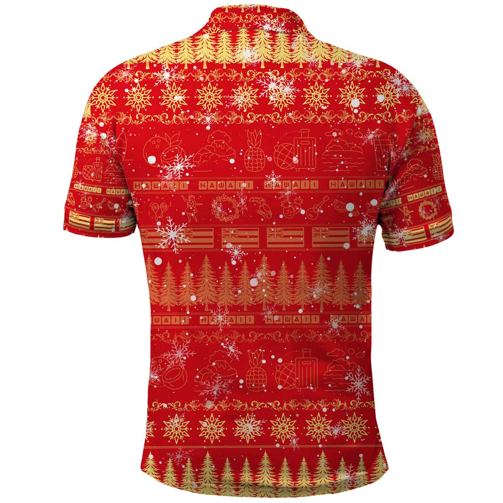 Merry Christmas Hawaii Polo Shirt Xmas Travel Map - Polynesian Pride