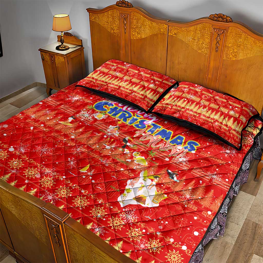 Merry Christmas Hawaii Quilt Bed Set Xmas Travel Map - Polynesian Pride