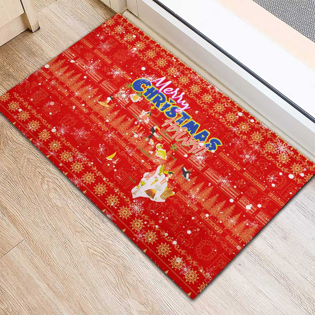 Merry Christmas Hawaii Rubber Doormat Xmas Travel Map DT02 - Polynesian Pride