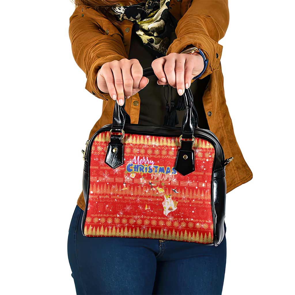 Merry Christmas Hawaii Shoulder Handbag Xmas Travel Map DT02 One Size Red - Polynesian Pride